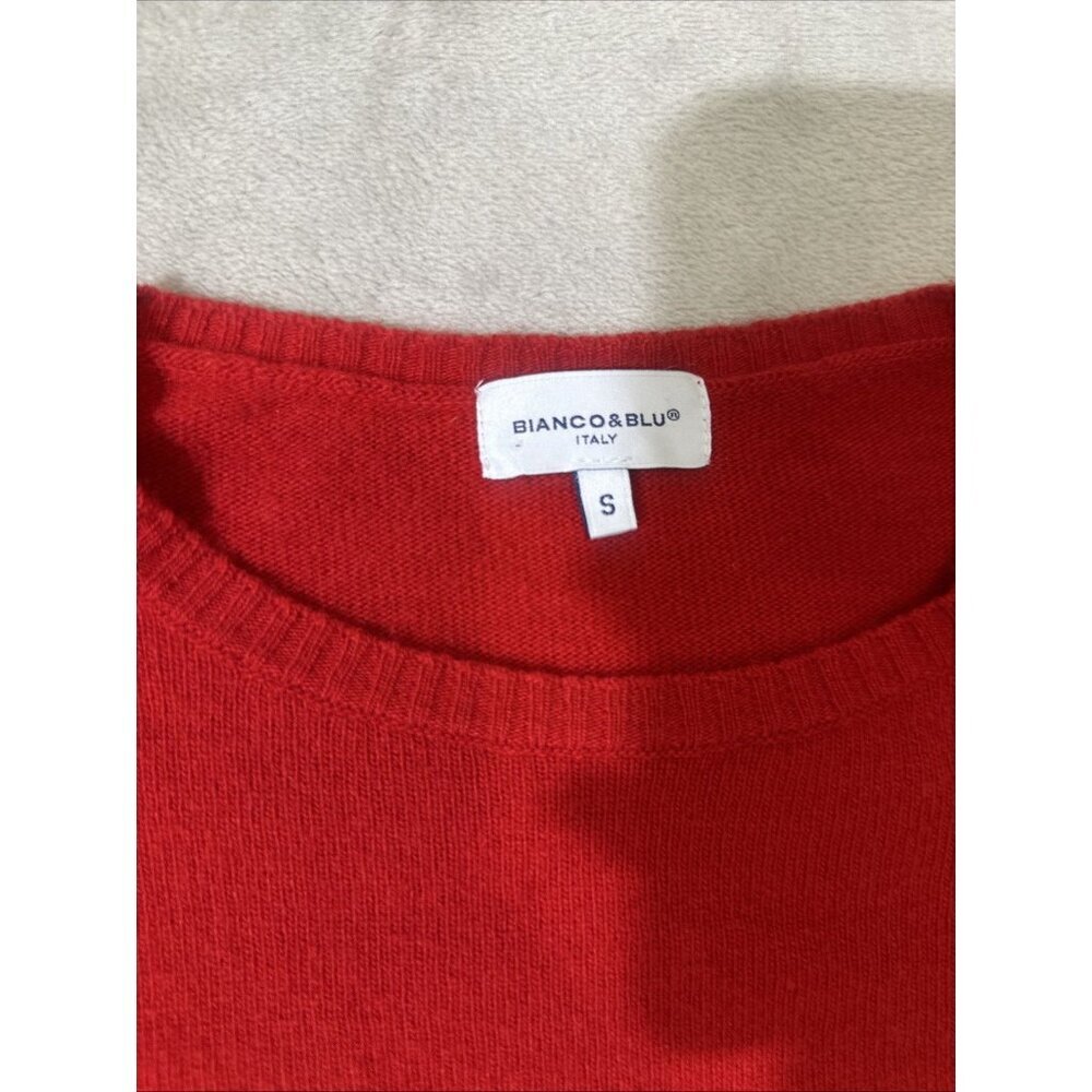 Bianco & Blu Italy Merino Wool Cashmere Blend Sweater Womens Small Red Knit - Picture 3 of 8